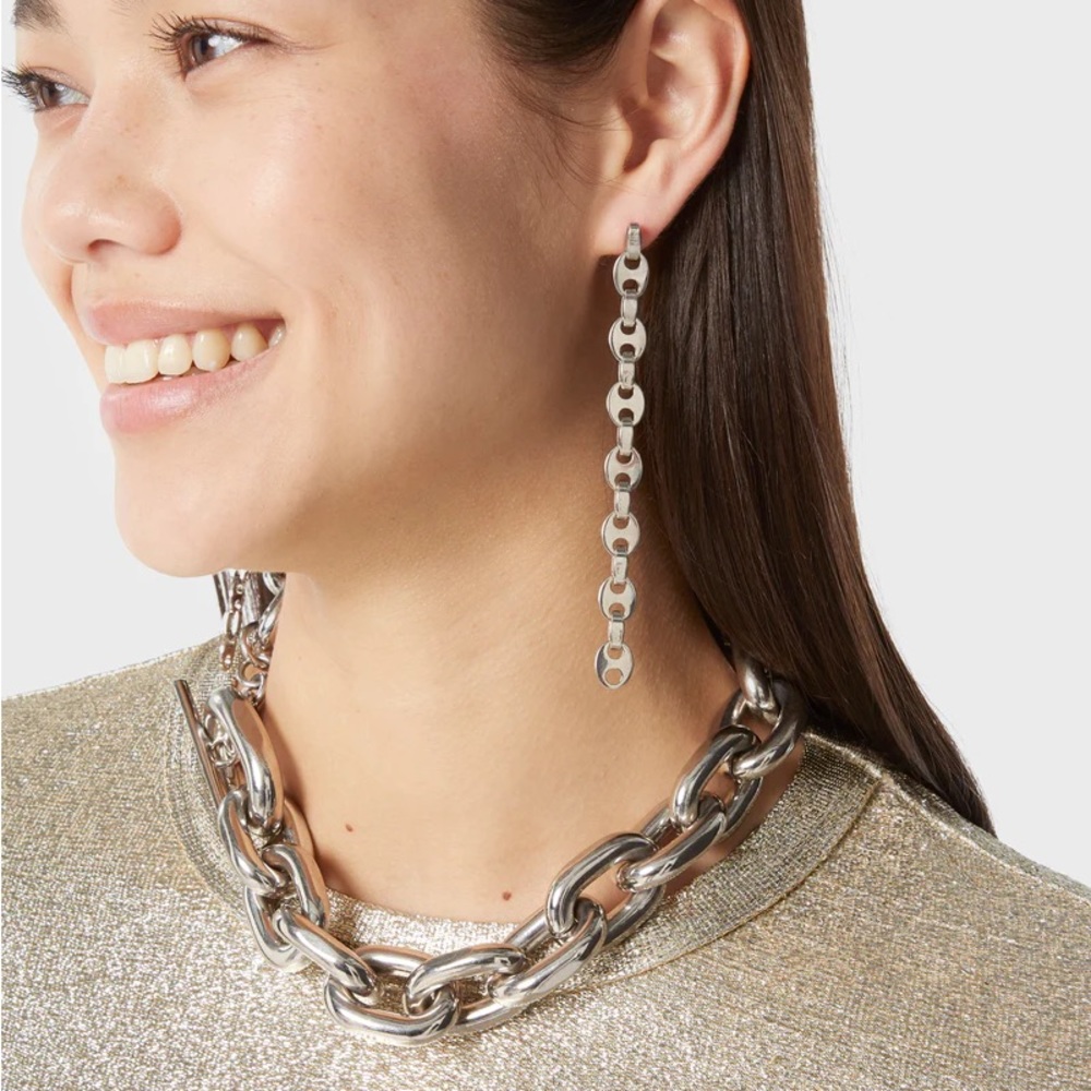 PACO RABANNE NANO SILVER EIGHT EARRINGS NWT